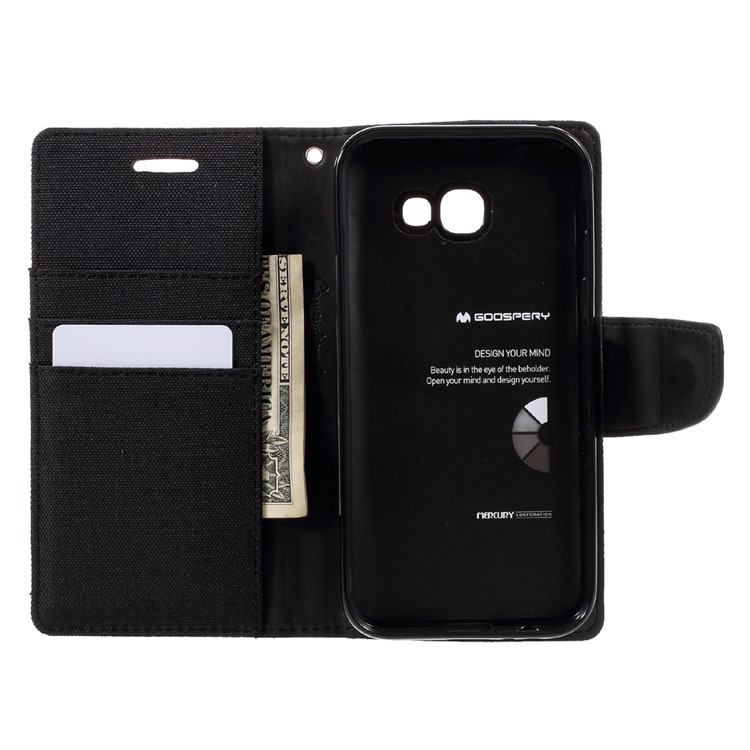 MERCURY GOOSPERY Canvas Diary Leather Case for Samsung Galaxy A5 (2017) SM-A520F - Black-6