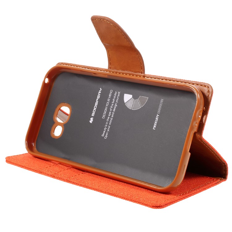 MERCURY GOOSPERY Canvas Leather Magnetic Case for Samsung A5 (2017) SM-A520F - Orange-4