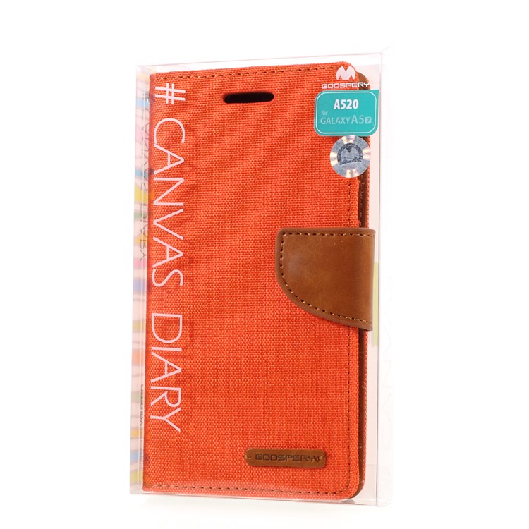 MERCURY GOOSPERY Canvas Leather Magnetic Case for Samsung A5 (2017) SM-A520F - Orange-7