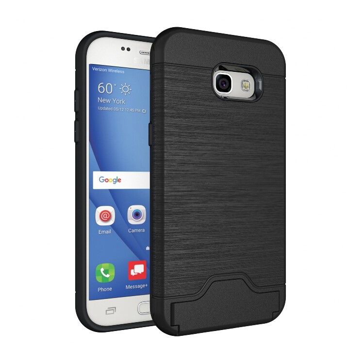 

Brushed PC + TPU Card Holder Cover with Kickstand for Samsung Galaxy A5 (2017) - Black, Galaxy A5 (2017)