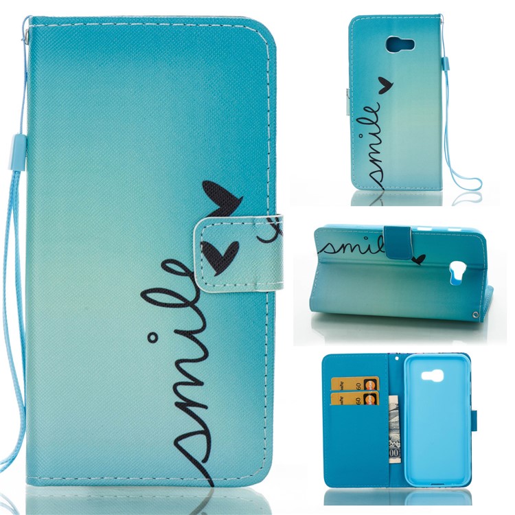 Pattern Printing Wallet Leather Stand Cover for Samsung Galaxy A5 (2017) - SMILE Pattern-1
