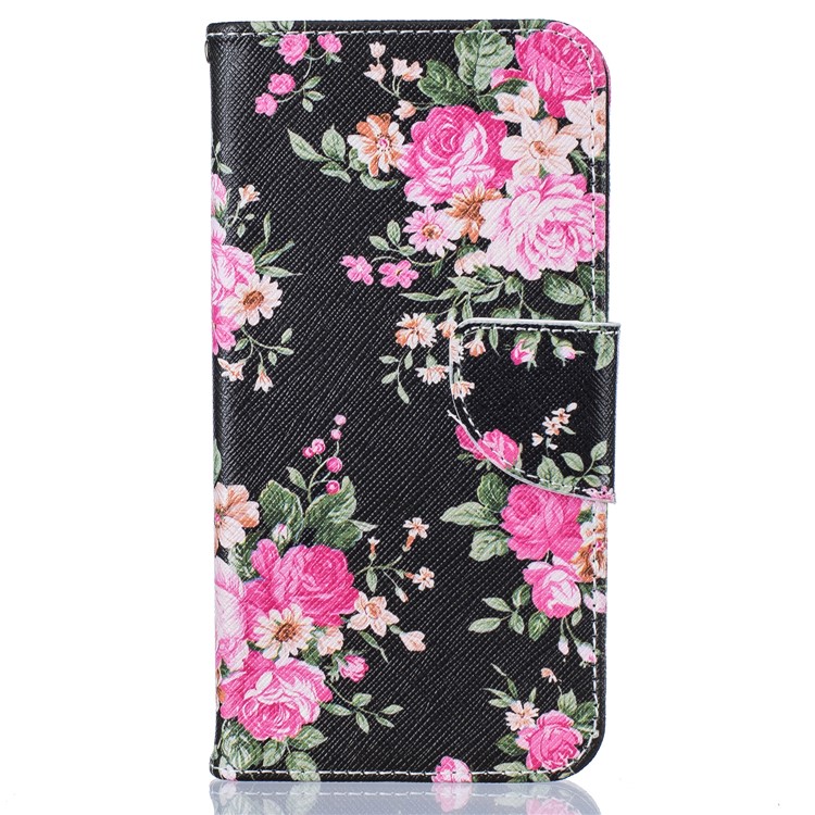 For Samsung Galaxy J5 (2016) SM-J510 Patterned Flip Leather Wallet Case - Blooming Peony Flowers-2
