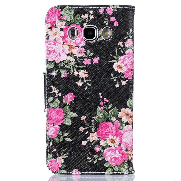 For Samsung Galaxy J5 (2016) SM-J510 Patterned Flip Leather Wallet Case - Blooming Peony Flowers-3