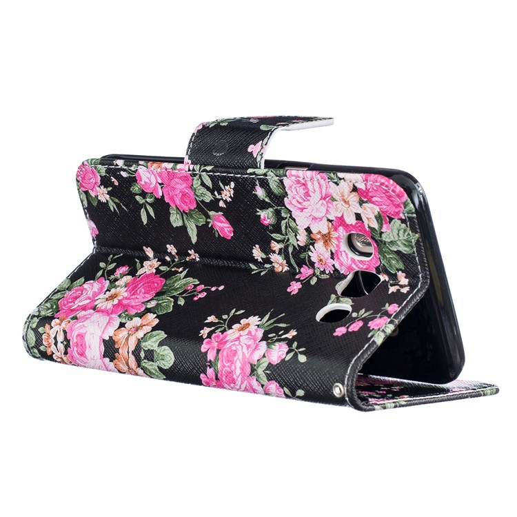 For Samsung Galaxy J5 (2016) SM-J510 Patterned Flip Leather Wallet Case - Blooming Peony Flowers-4