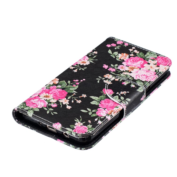For Samsung Galaxy J5 (2016) SM-J510 Patterned Flip Leather Wallet Case - Blooming Peony Flowers-6