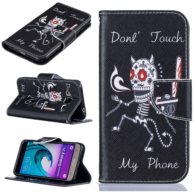 

Pattern Printing Wallet Leather Mobile Casing for Samsung Galaxy J3 (2016) / J3 - Do Not Touch My Phone