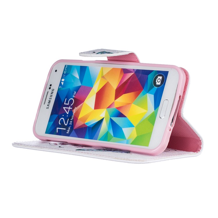 Impressão De Padrões Caixa De Telefone Em Couro Com Suporte Para Samsung Galaxy S5 SM-G900 - Borboletas E Flores-5