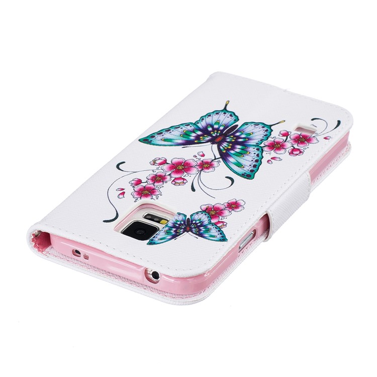 Impressão De Padrões Caixa De Telefone Em Couro Com Suporte Para Samsung Galaxy S5 SM-G900 - Borboletas E Flores-7