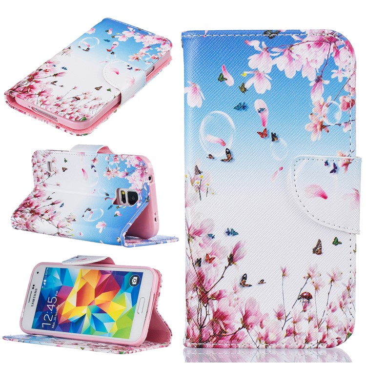 

Pattern Printing Leather Protection Case with Stand for Samsung Galaxy S5 SM-G900 - Peach Blossom, Galaxy S5 G900