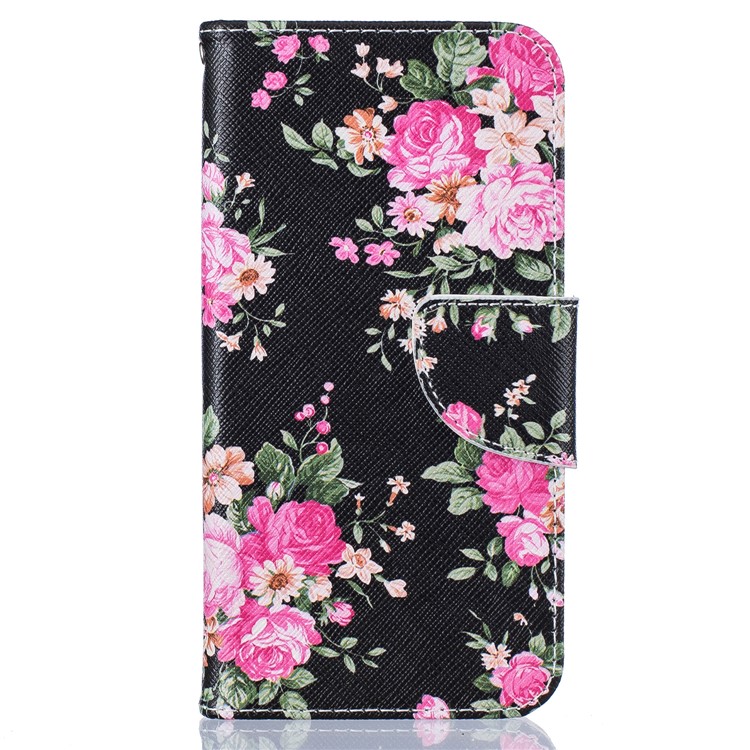 Padrão de impressão de couro caso titular do cartão para Samsung Galaxy S7 SM-G930 - flores vivas-2
