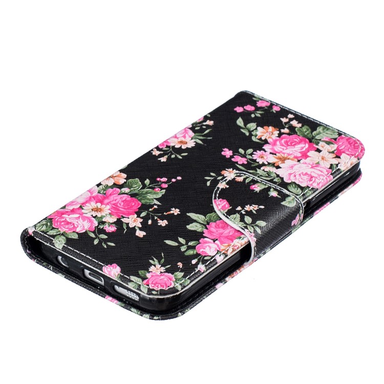 Padrão de impressão de couro caso titular do cartão para Samsung Galaxy S7 SM-G930 - flores vivas-6