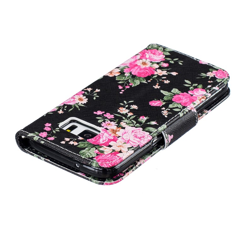 Padrão de impressão de couro caso titular do cartão para Samsung Galaxy S7 SM-G930 - flores vivas-7