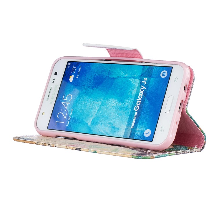 Musterdruck Ledergeldbörse Mit Ständer Für Samsung Galaxy J5 SM-J500F - Eiffelturm Und Blume-5