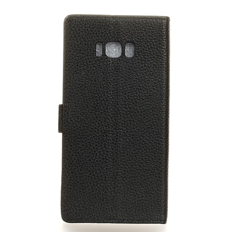 For Samsung Galaxy S8 Genuine Leather Wallet Phone Case Litchi Grain - Black-2
