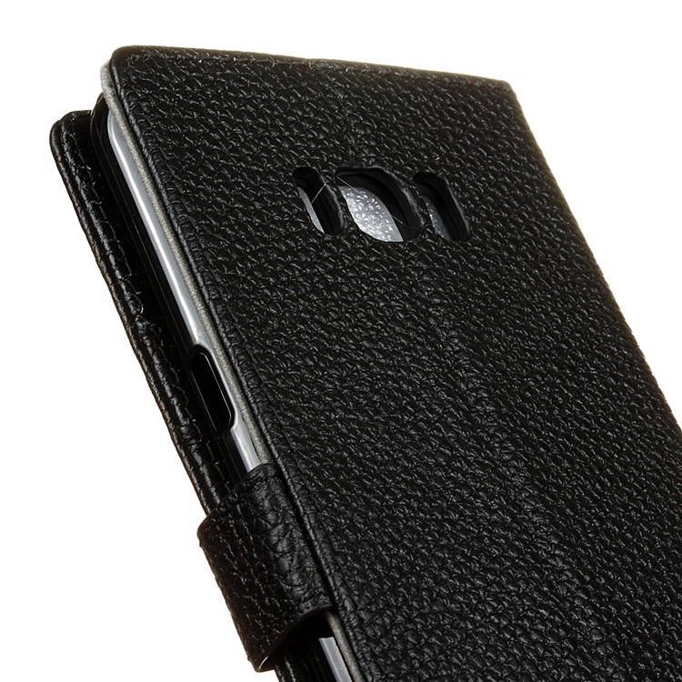 For Samsung Galaxy S8 Genuine Leather Wallet Phone Case Litchi Grain - Black-3
