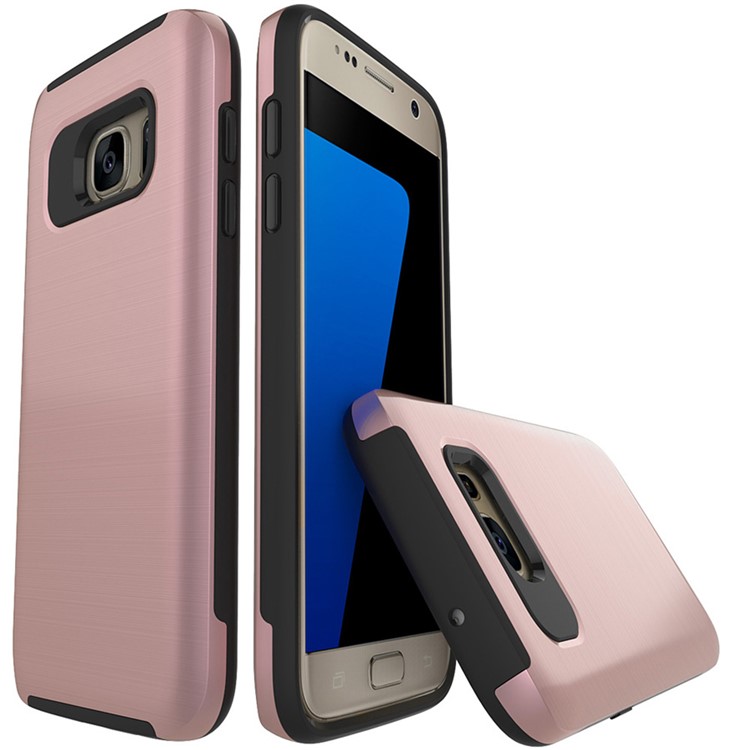 

Для Samsung Galaxy S7 G930 Щеткой Корпус Мобильного Телефона Чехол (пластик + TPU) - Розовое Золото, Galaxy S7
