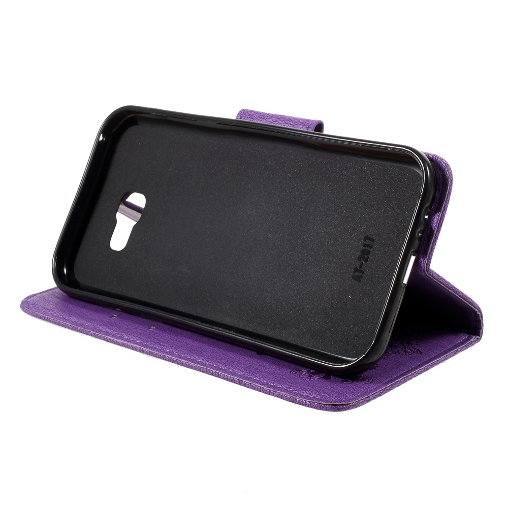 Stand De Couverture En Cuir De Portefeuille Imprimé De Papillon Pour Samsung Galaxy A3 (2017) - Mauve