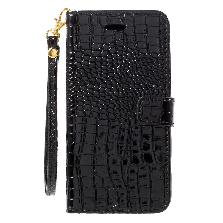 Crocodile Texture Leather Case with Hand Strap for Samsung Galaxy A7 (2017) SM-A720F - Black-2