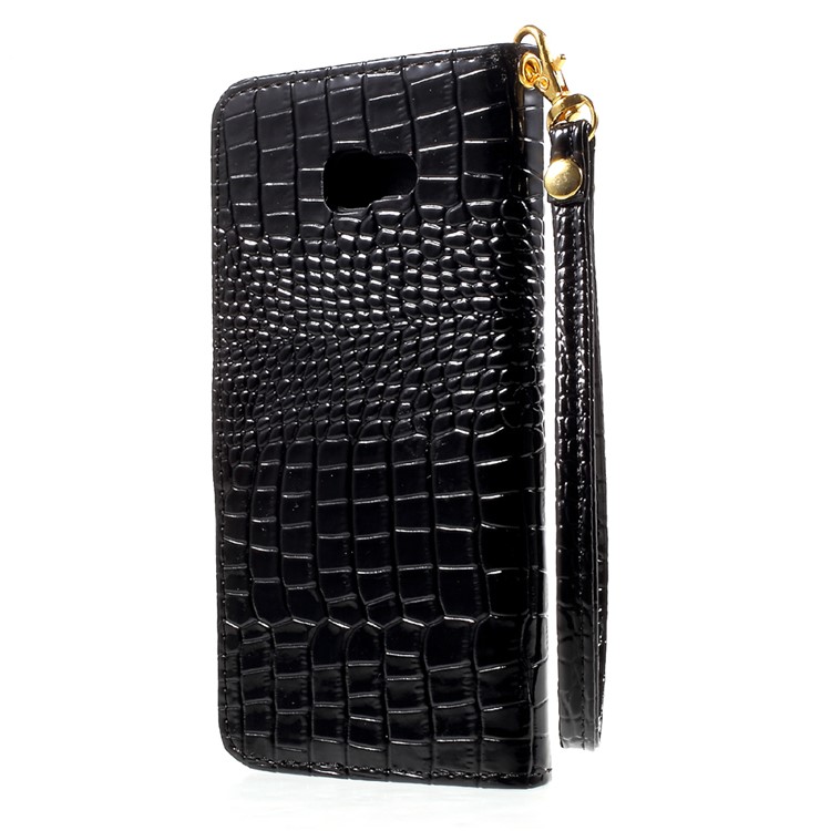 Crocodile Texture Leather Case with Hand Strap for Samsung Galaxy A7 (2017) SM-A720F - Black-3