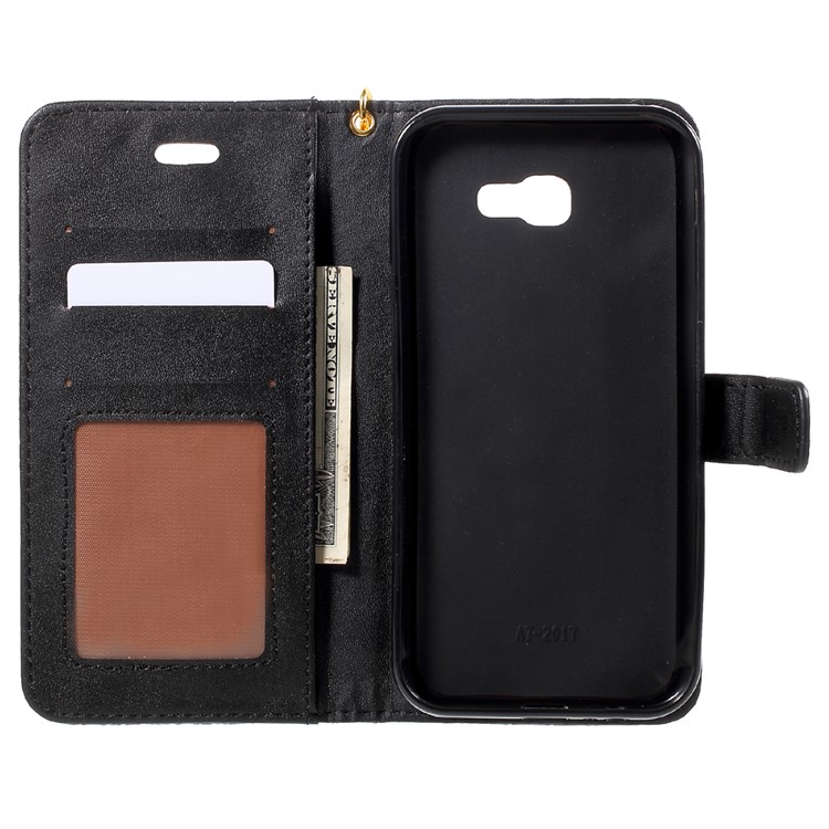 Crocodile Texture Leather Case with Hand Strap for Samsung Galaxy A7 (2017) SM-A720F - Black-5