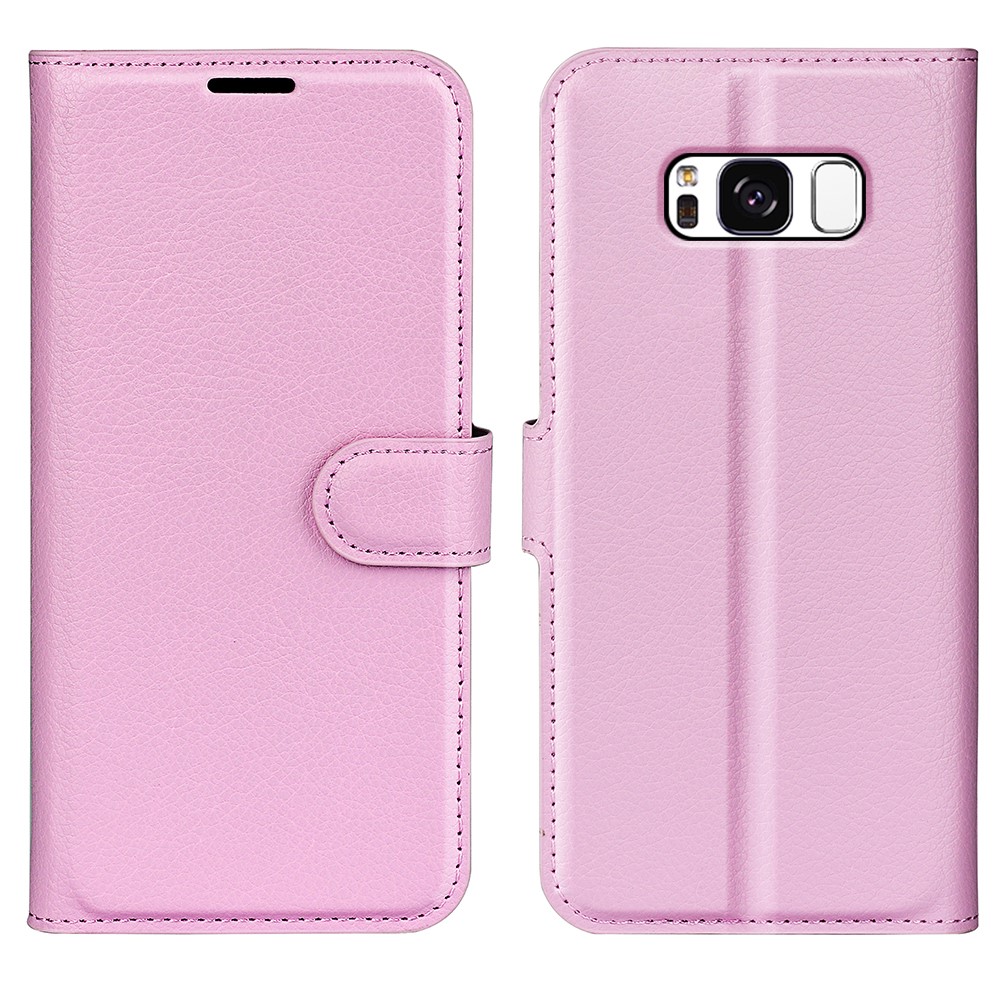 Lychee Skin Magnetic Leather Stand Cover for Samsung Galaxy S8 - Pink-1