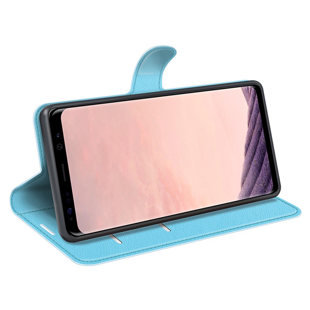 Lychee Skin Leather Wallet Case for Samsung Galaxy S8 - Baby Blue-3