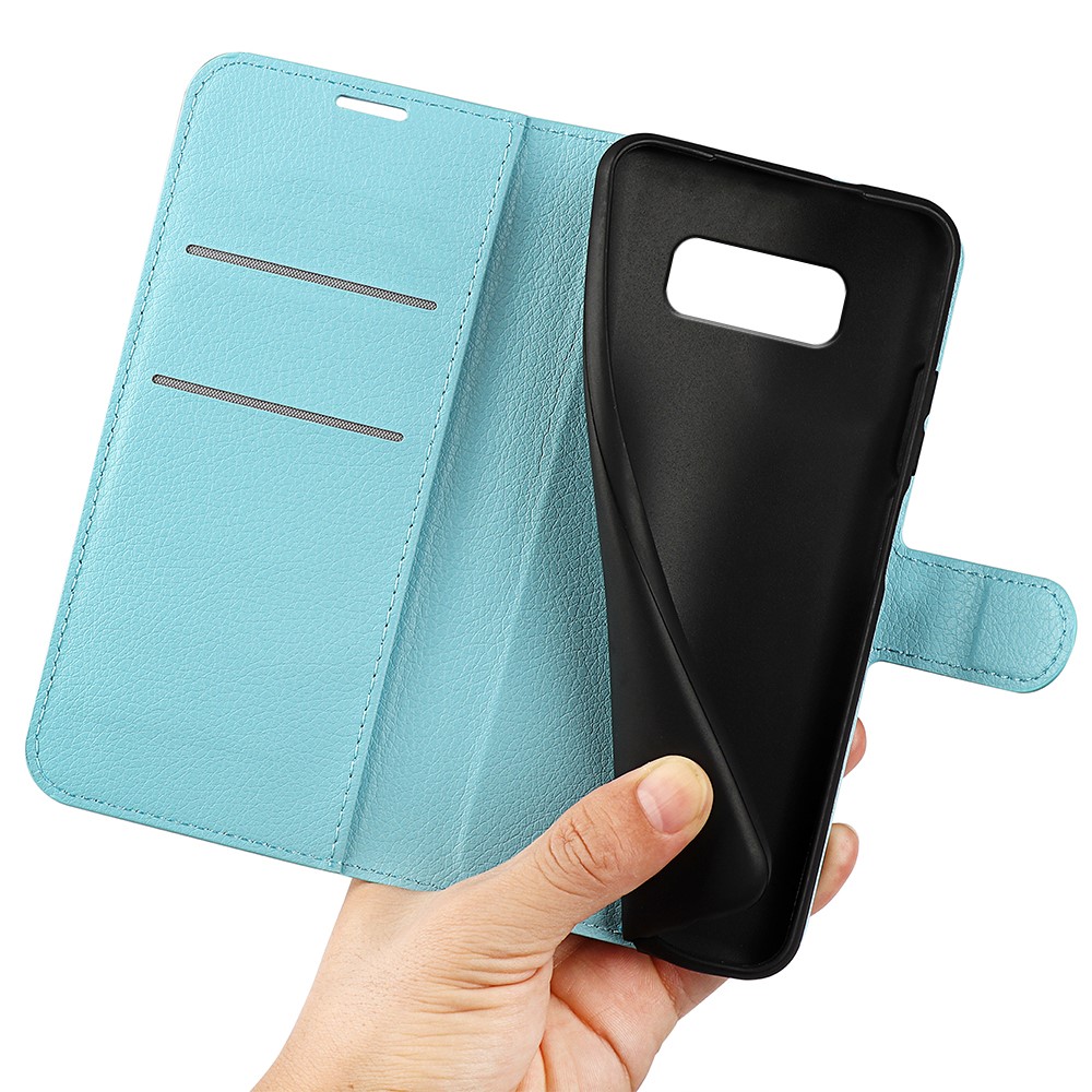 Lychee Skin Leather Wallet Case for Samsung Galaxy S8 - Baby Blue-4