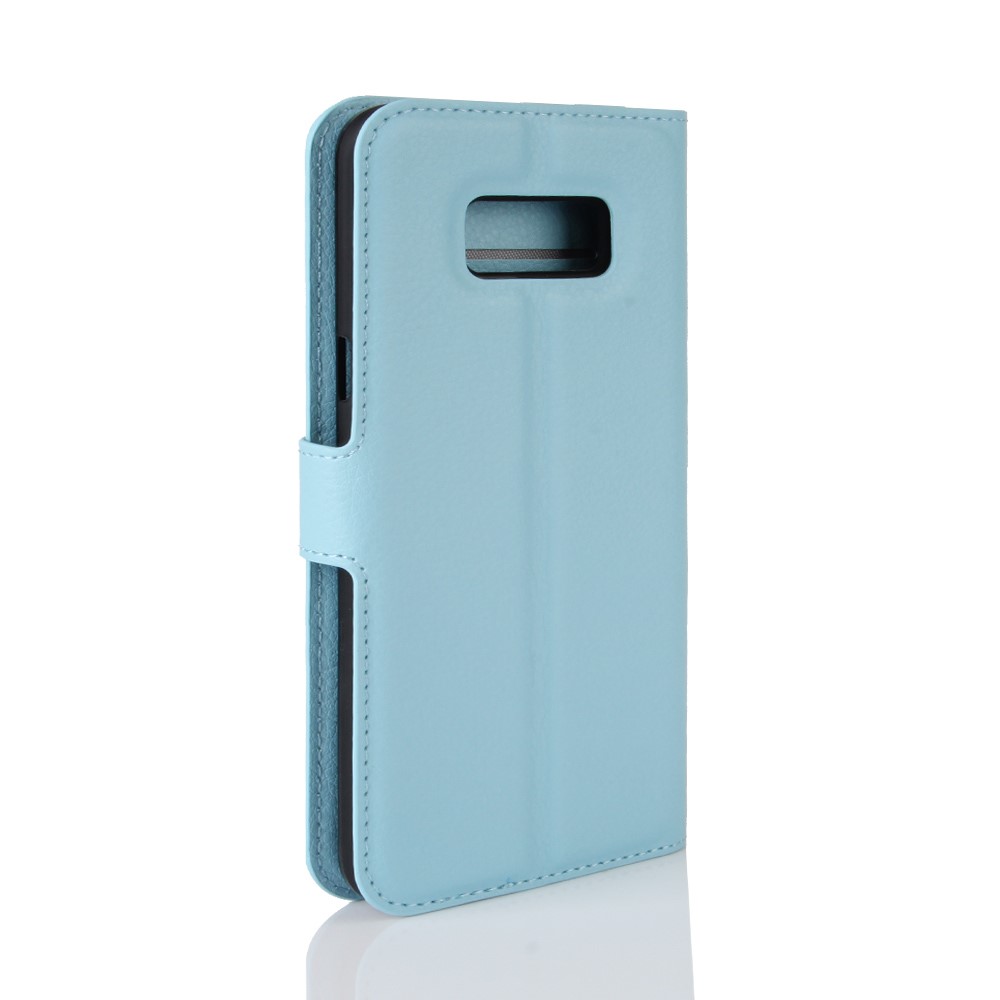 Lychee Skin Leather Stand Case with Card Slots for Samsung Galaxy S8 Plus - Baby Blue-5