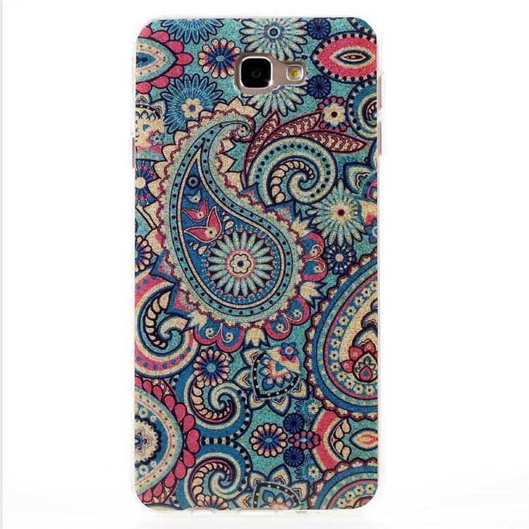 Pattern Printing TPU Case for Samsung Galaxy J7 Prime/On7 2016 - Paisley Flowers-1
