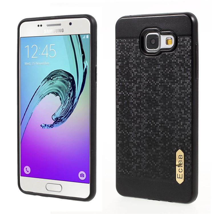 Woven Pattern Plating TPU Phone Case for Samsung Galaxy A3 A310F (2016) - Black-1