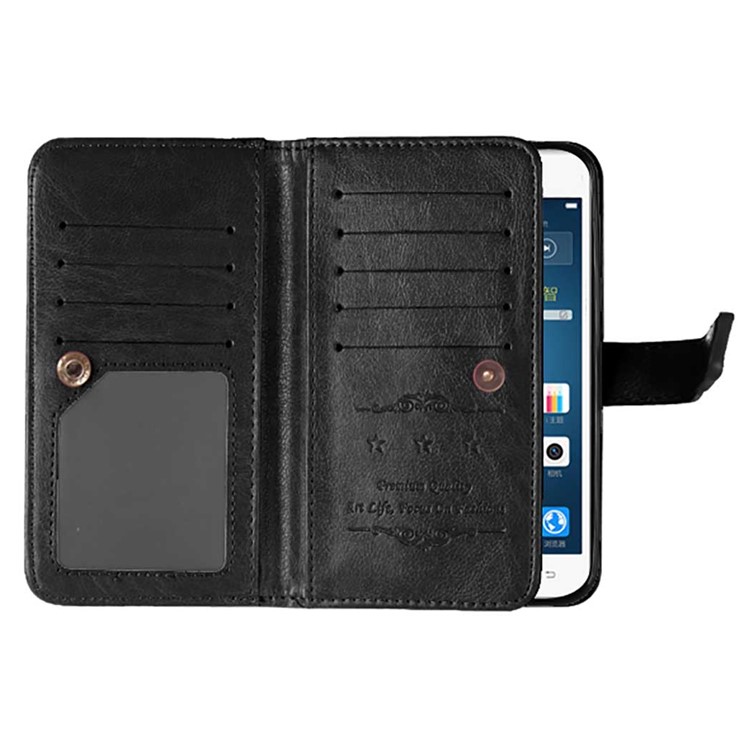 9 Card Slots Crazy Horse Leather Wallet Magnetic Phone Shell for Samsung Galaxy J3 Pro - Black-3