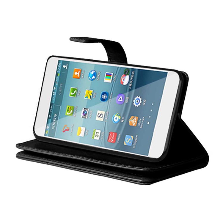 9 Card Slots Crazy Horse Leather Wallet Magnetic Phone Shell for Samsung Galaxy J3 Pro - Black-7