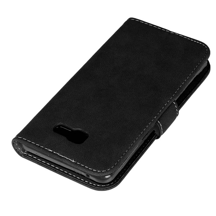 Retro Matte Leather Wallet Case for Samsung Galaxy A5 SM-A510F (2016) - Black-12