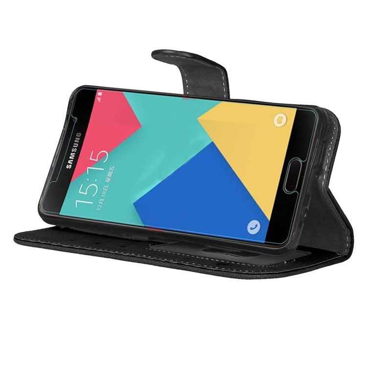 Retro Matte Leather Wallet Case for Samsung Galaxy A5 SM-A510F (2016) - Black-14