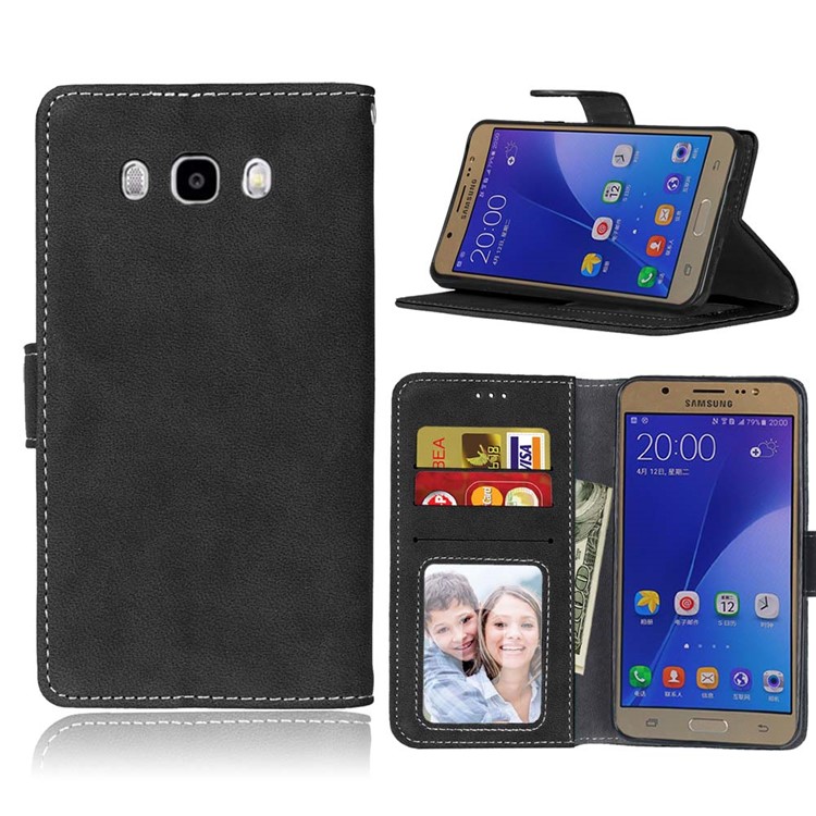 

Старинные Матовые PU Бумажник Кожаный Чехол Для Samsung Galaxy J7 (2016) J710 - черный, Galaxy J7 (2016)