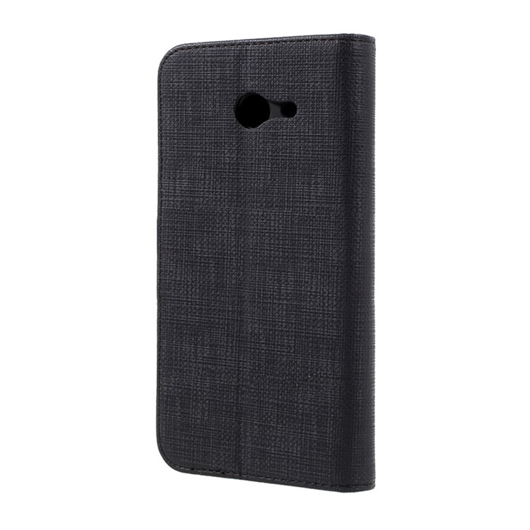 For Samsung Galaxy J5 (2017) Cloth Texture PU Leather Wallet Case Stand - Black-2