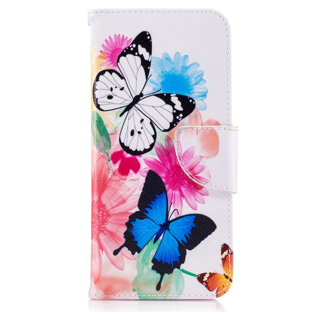 Pattern Printing Leather Flip Folio Case for Samsung Galaxy S8 - Butterflies and Flowers-2
