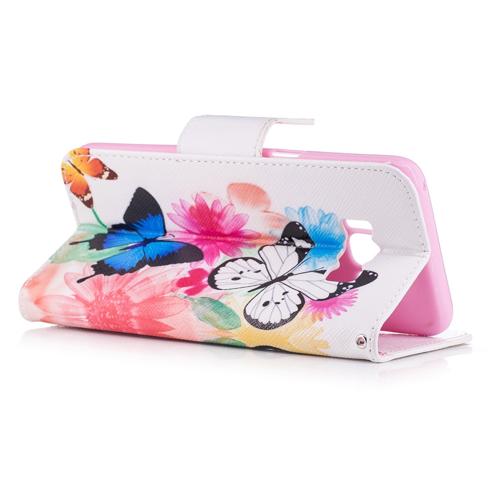 Pattern Printing Leather Flip Folio Case for Samsung Galaxy S8 - Butterflies and Flowers-4