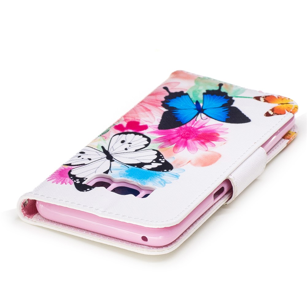 Pattern Printing Leather Flip Folio Case for Samsung Galaxy S8 - Butterflies and Flowers-7