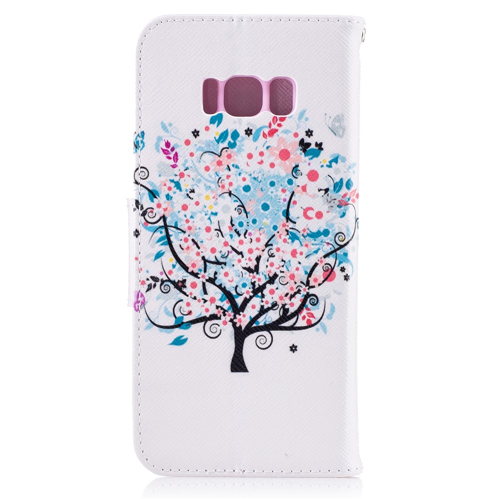 Pattern Printing Wallet Stand Leather Cover for Samsung Galaxy S8 - Flower Tree-3