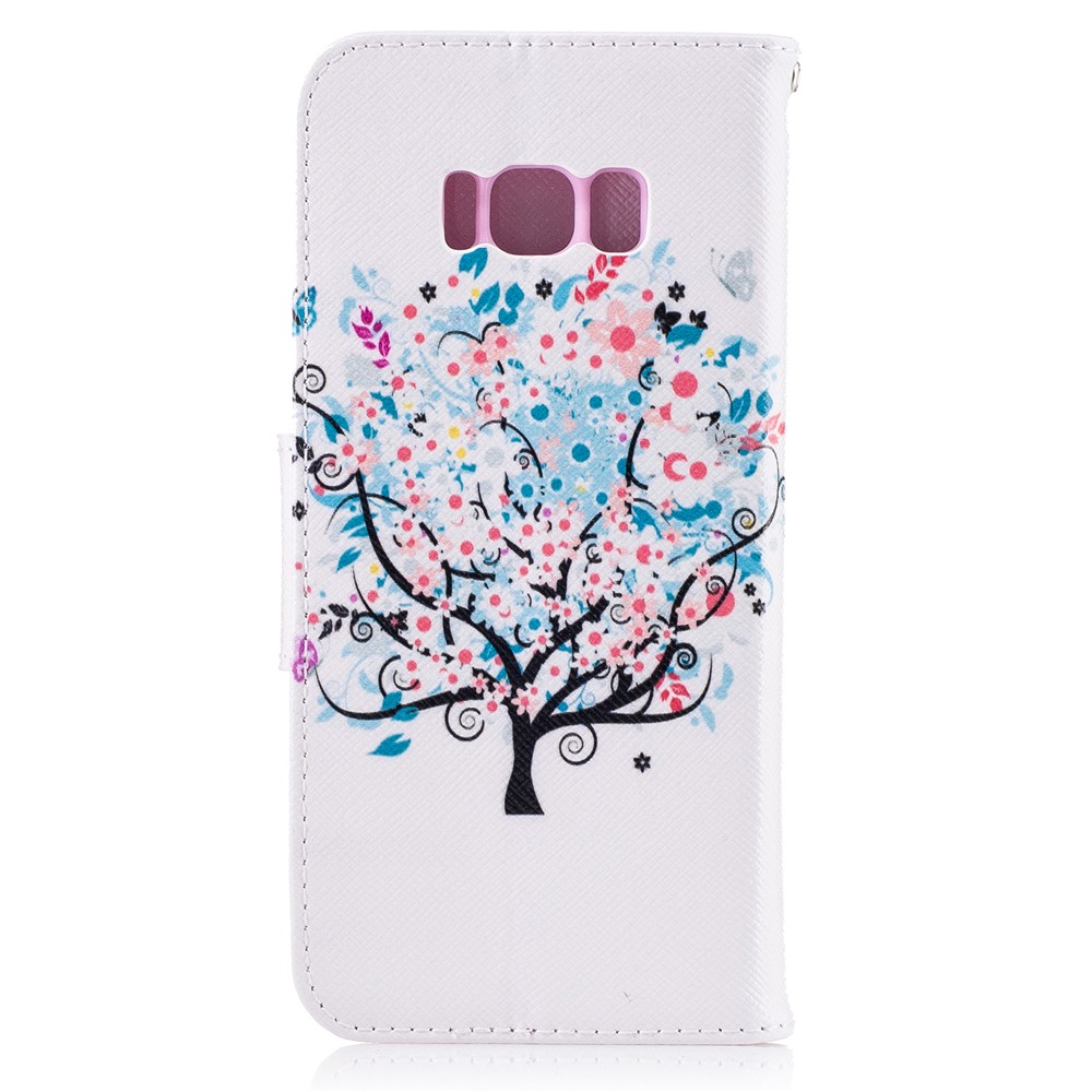 Patrón De Impresión De Cartera Cubierta Cubierta De Cuero Para Samsung Galaxy S8 - árbol De Flores