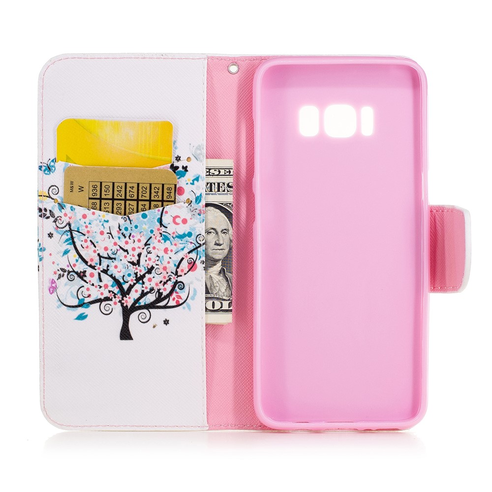 Porte-monnaie Porte-monnaie Couverture En Cuir Pour Samsung Galaxy S8 - Arbre De Fleurs