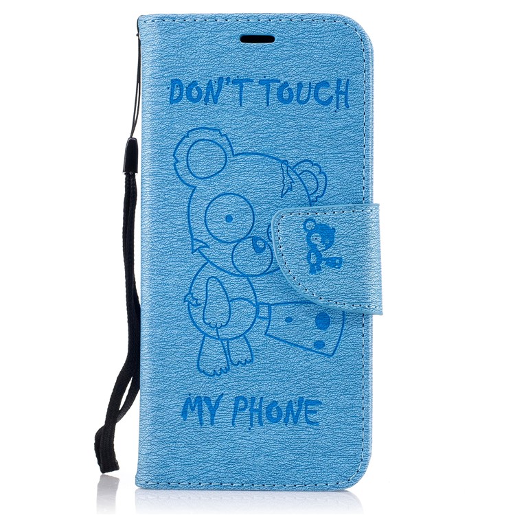 Para Samsung Galaxy S8 Suporte de bolsa de couro para ursinho impresso - Bebê azul-2