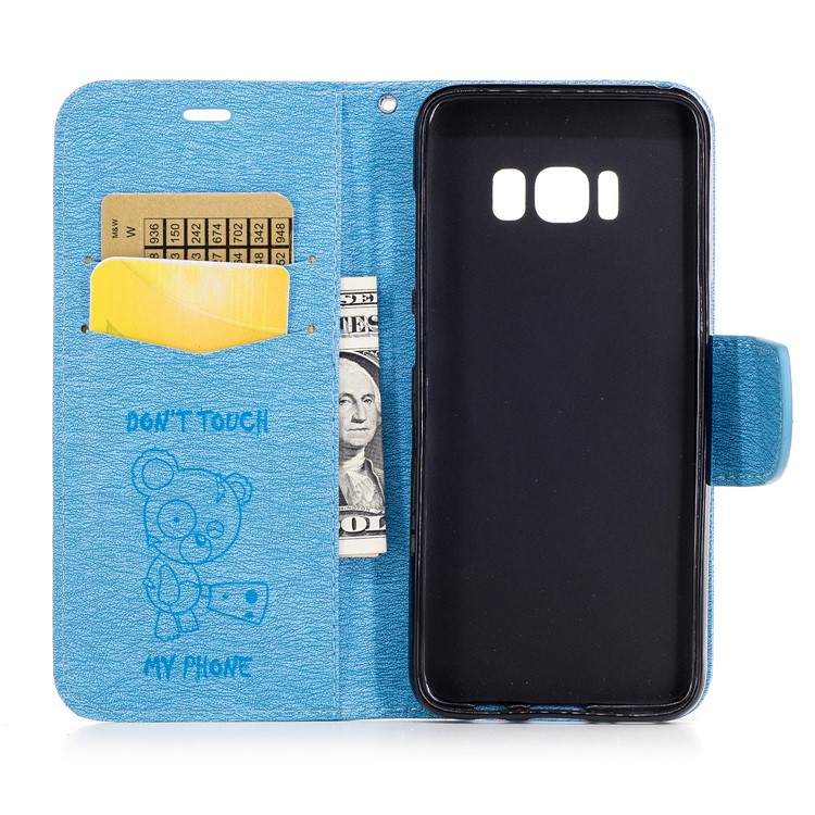 Para Samsung Galaxy S8 Suporte de bolsa de couro para ursinho impresso - Bebê azul-8
