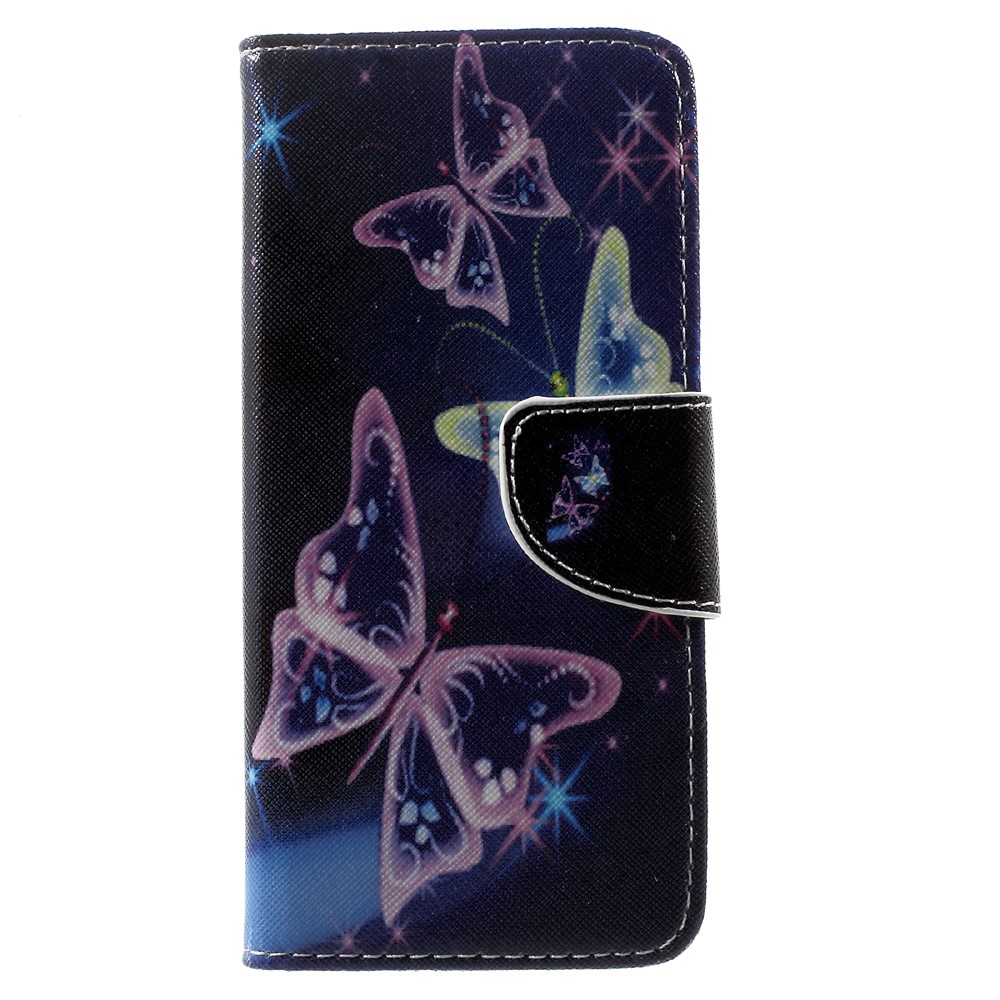 For Samsung Galaxy S8 Patterned Wallet Leather Mobile Shell - Shiny Butterflies-1