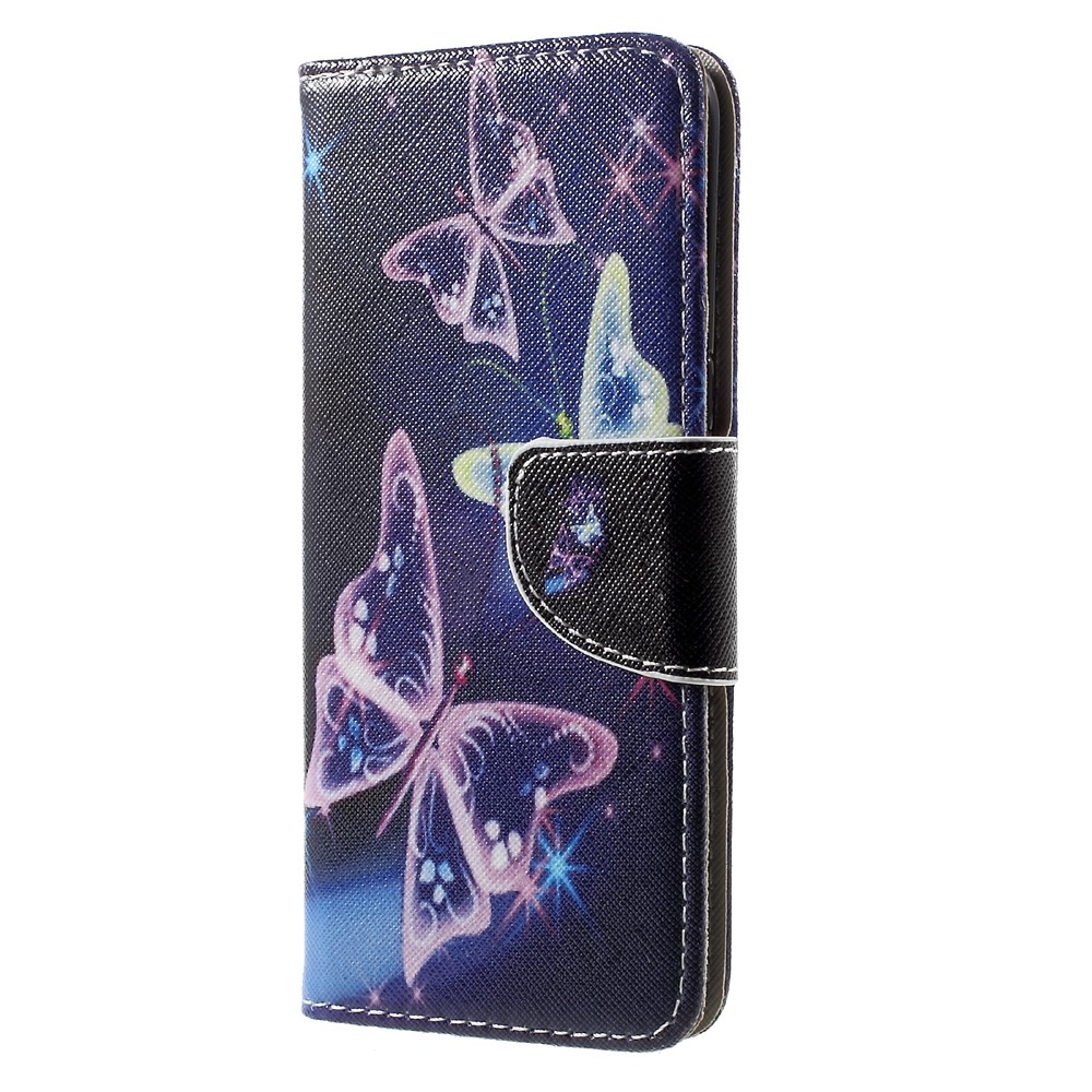 For Samsung Galaxy S8 Patterned Wallet Leather Mobile Shell - Shiny Butterflies-2