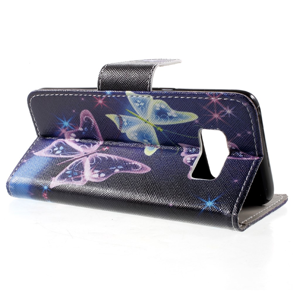 For Samsung Galaxy S8 Patterned Wallet Leather Mobile Shell - Shiny Butterflies-4