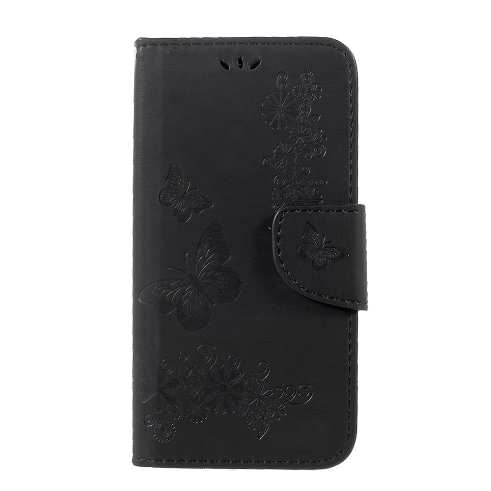 Pour Samsung Galaxy S8 Imprimé Butterfly Fleurs Portefeuille Cuir Stand Coffret - Noir