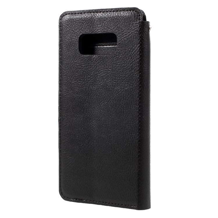 For Samsung Galaxy S8 Retro Style Textured Leather Wallet Case with Stand - Black-2
