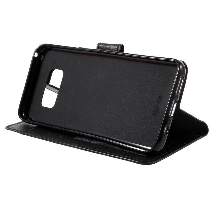 For Samsung Galaxy S8 Retro Style Textured Leather Wallet Case with Stand - Black-4